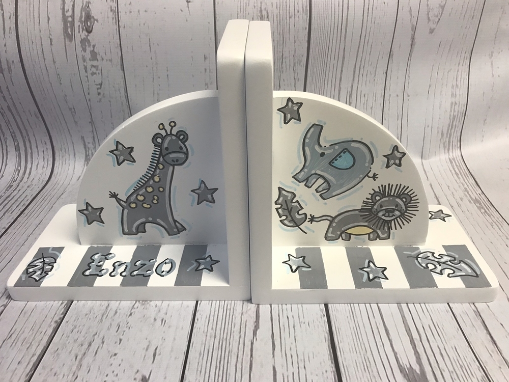 Bookends Gray Animals Kids Bookends