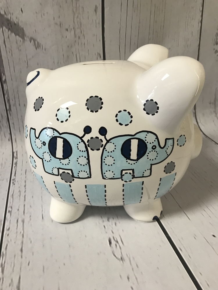 Piggy Bank Blue Elephants Piggy Banks