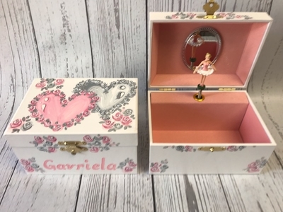 Jewelry Box - Double Heart Pink & Silver | Jewelry Boxes