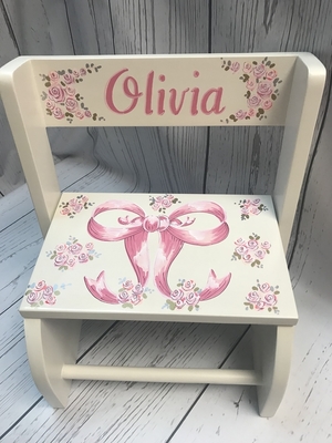 Flip Stools - Bow And Roses | Girls Flip Stools