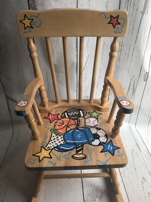 Natural Rocking Chair-Sports | Hand Painted Rocking Chairs