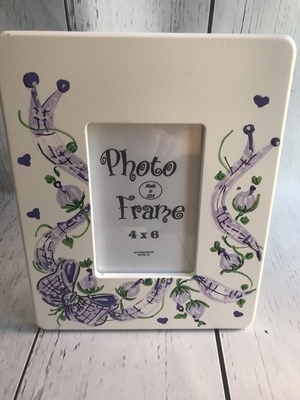 4x6wood Frame-Lilac Gingham Ribbon | Picture Frames