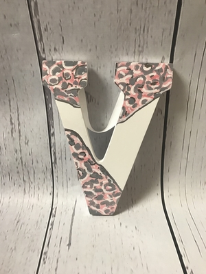 Painted Letter-Pink Leopard | Kids Wall Letters