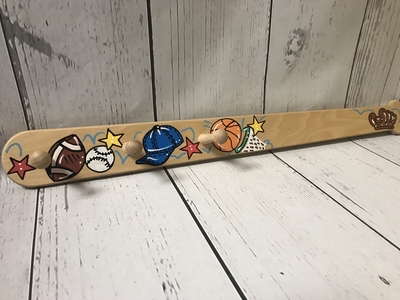 Peg Rack- Bat Sports | Children's Wall Hooks