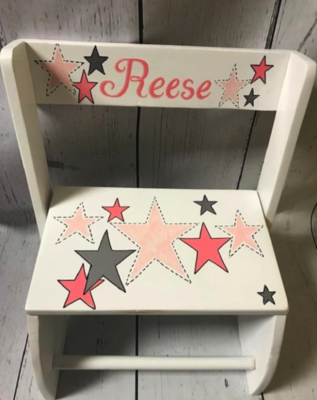 Flip Stools - Pink & Silver Stars | Girls Flip Stools