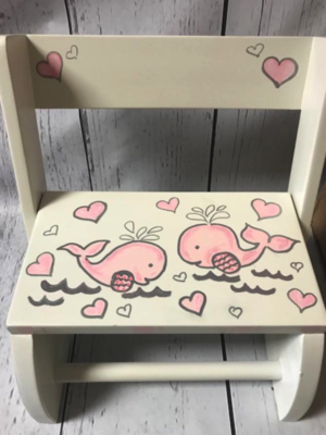 Flip Stools - Pink Whales | Girls Flip Stools