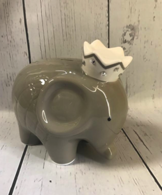 Piggy Bank -  Gray Coco Elephant w/ Rhinestones | Piggy Banks