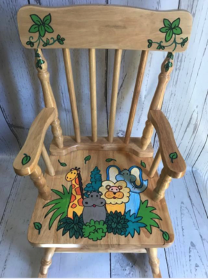 Rocking Chair / Jungle | Hand Painted Rocking Chairs
