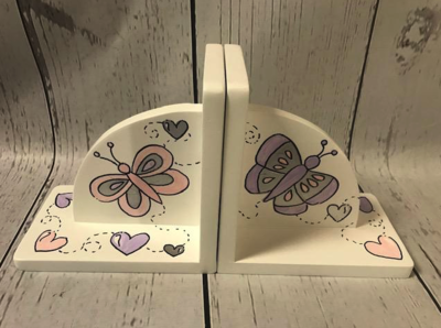 Bookends - Pink / Lilac Butterflys | Kids Bookends