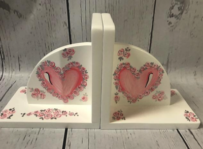 Bookends - Double Hearts / Pink | Kids Bookends