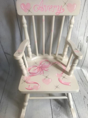 Rocking Chairs / Soft Ribbon with hearts | Hand Painted Rocking Chairs