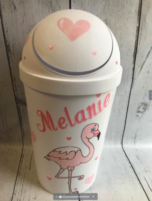 Trash Pail /Flamingo With Hearts | More Gifts