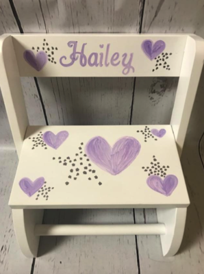 Flip Stools - Soft Hearts / Lilac Silver | Girls Flip Stools