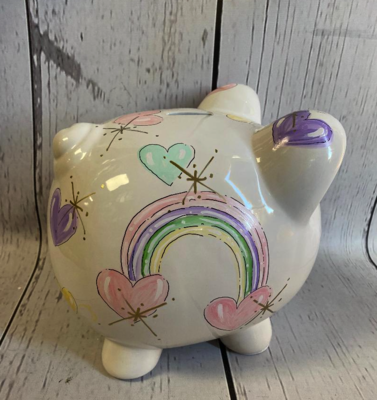 Piggy Bank - Pastel Rainbow & Hearts | Piggy Banks