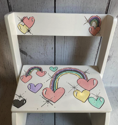 Flip Stools - Pastel Rainbow & Hearts | Girls Flip Stools