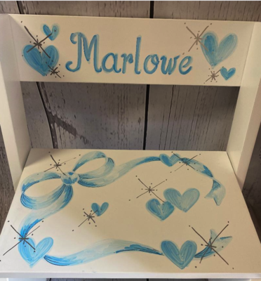 Flip Stools -Blue Bows & Hearts | Girls Flip Stools