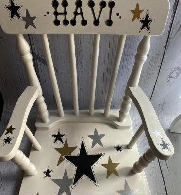 Rocking Chairs  Gray/Gold Stars | Hand Painted Rocking Chairs