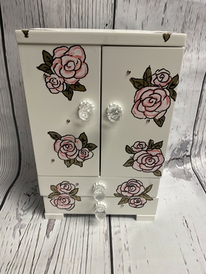 Jewelry Box - Rhinestone Jewelry Box with Roses | Girls Jewel Boxes