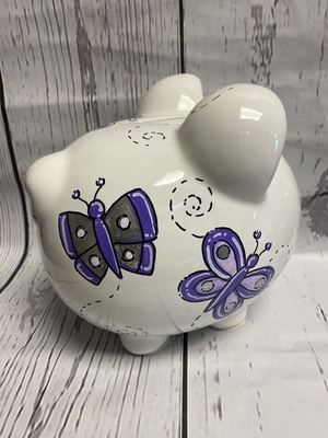 Piggy Bank -  Purple Butterfly | Piggy Banks