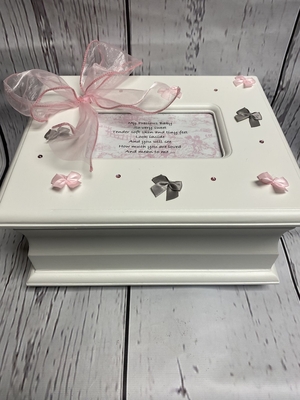 Memory Box - Pink and Grey Ribbons with Rhinestones | Memory Boxes