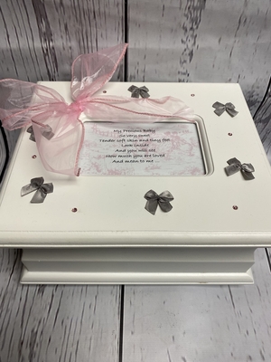 Memory Box - Grey Bows with Rhinestones | Memory Boxes