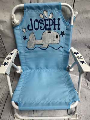 Beach Chair With Umbrella - Blue with Silver Whale | Beach Chairs  Beach Accessories