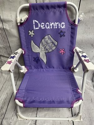 Beach Chair With Umbrella - Purple with Mermaid Tail | Beach Chairs  Beach Accessories