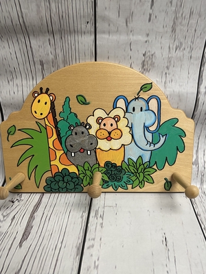 Natural Peg Rack - Jungle | Children's Wall Hooks