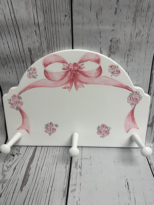 Peg Rack - Pink Ribbon and Roses | Children's Wall Hooks