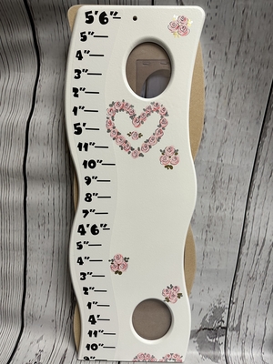 Measure Stick - White Open Pink Hearts | Measure Sticks