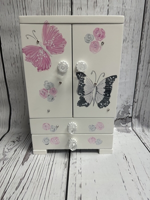 Jewelry Box - New Butterfly Grey and Pink | Girls Jewel Boxes