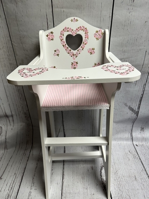 Doll High Chair - Pink Open Hearts | Doll High Chair
