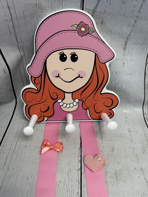 Peg Rack - Barrette Girl-Red | Children's Wall Hooks
