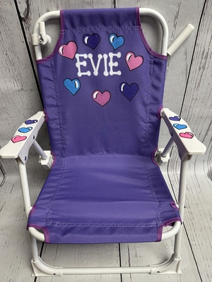Beach Chair Purple w Bubble Hearts | Beach Chairs Beach Accessories