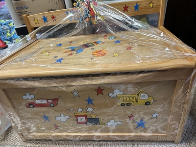 Large Deacon Toy Box Natural Transportation | Childrens Toy Boxes