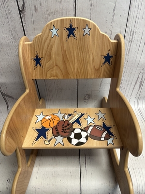 Toddler natural Sports | Hand Painted Rocking Chairs