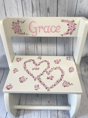 Flip Stools-Open Hearts Flowers | Girls Flip Stools