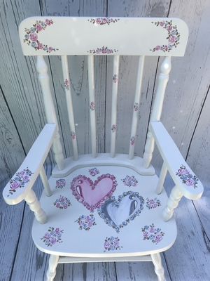 Rocking Chairs/Double hearts | Hand Painted Rocking Chairs