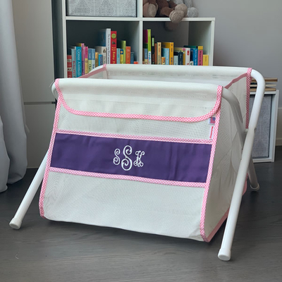 Mesh Toy Box - Purple w/ Pink Gingham Trim | Mesh Toy Boxes