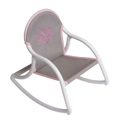 Canvas Rocking Chair - Gray w/ Pink Gingham Trim | Canvas Rocking Chairs