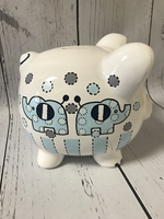 Image Piggy Bank - Blue Elephants