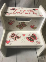 Image Two Step Stool - Butterflys Pink & Gold