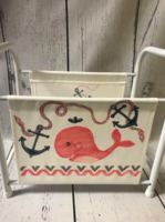 Image Book Basket - Pink Whale w Navy