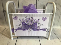 Image Book Basket - Purple gingham ribbon