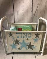 Image Book Basket - Blue & Gray Stars