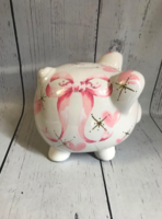 Image Piggy Bank -  Soft Ribbon Hearts W/ Gold Bursts