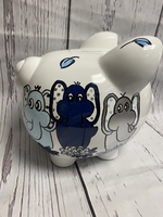 Image Piggy Bank - Blue Elephants