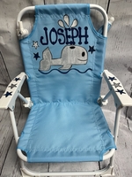 Image Beach Chair With Umbrella - Blue with Silver Whale