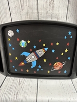 Image Lap Tray - Rocket Ship Black